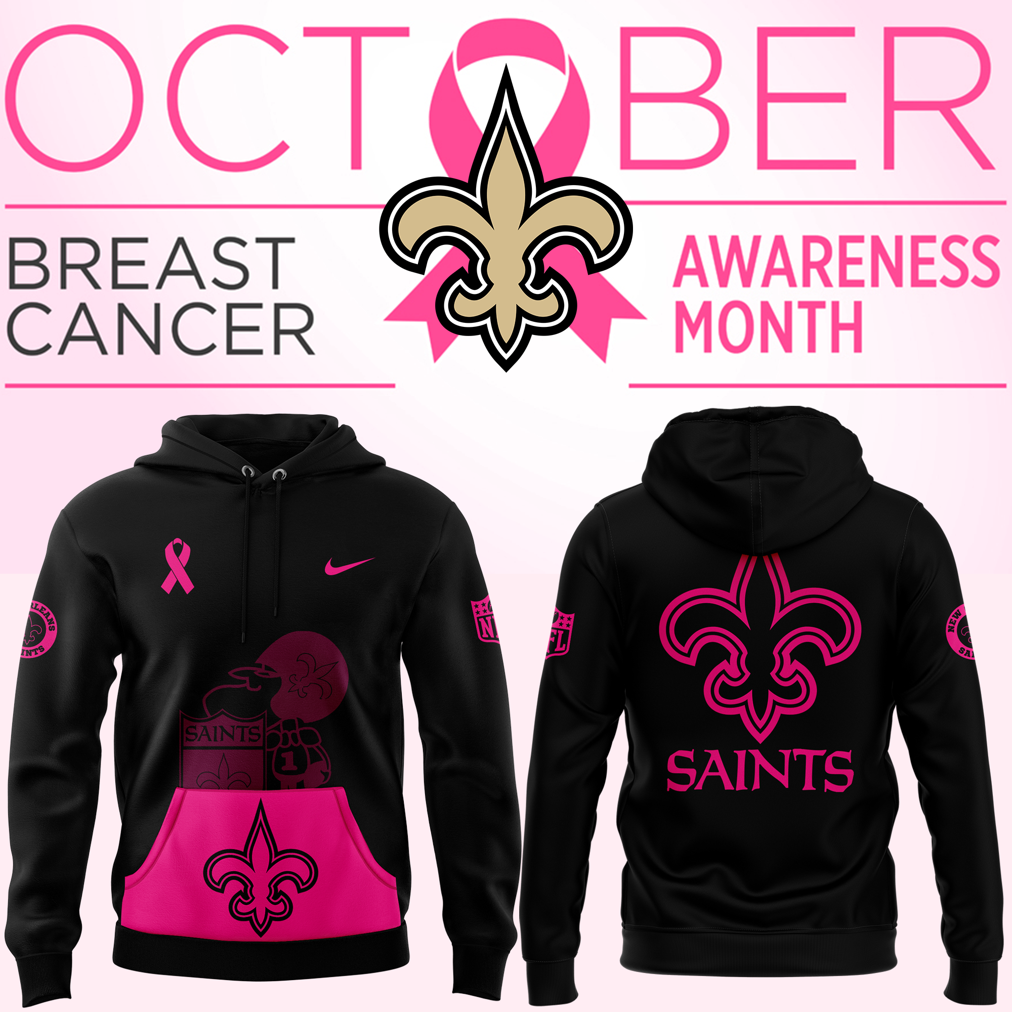 New Orleans Saints Crucial Catch Club Pullover Hoodie - Famjoys New Orleans Saints Crucial Catch Club Pullover Hoodie - Famjoys