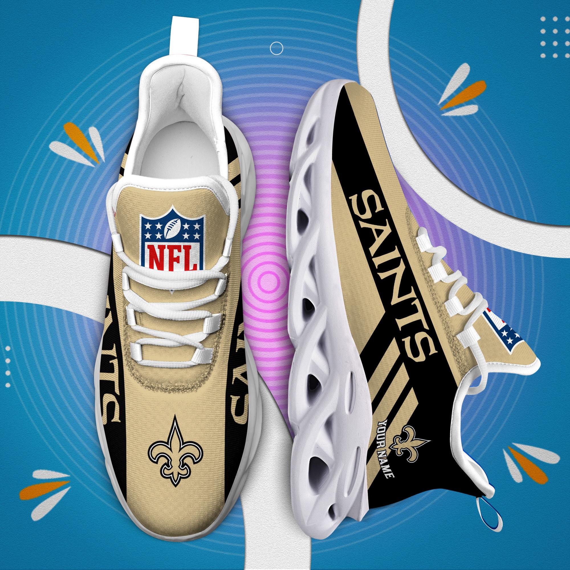 New Orleans Saints Custom Name Max Soul Shoes - Famjoys New Orleans Saints Custom Name Max Soul Shoes - Famjoys