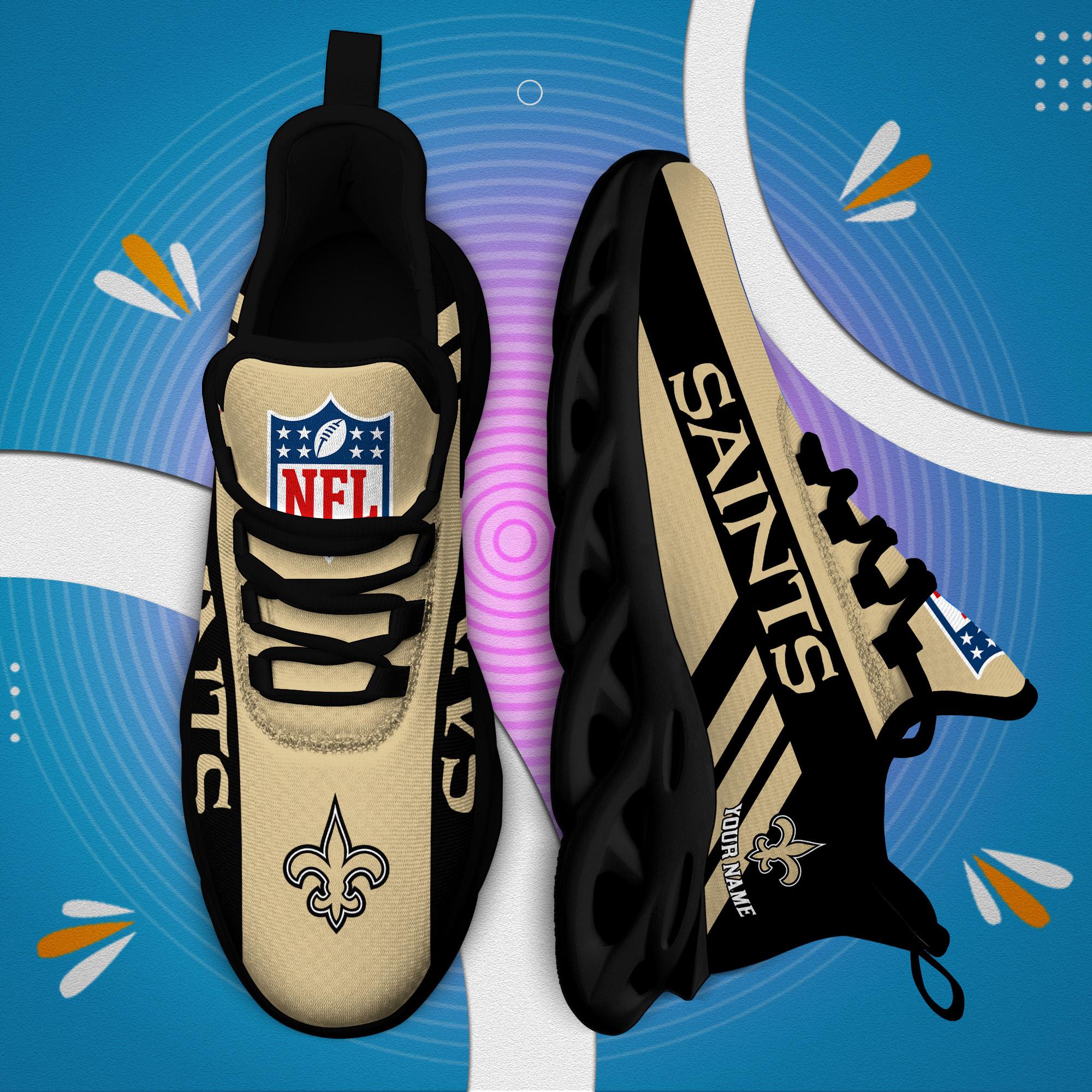 New Orleans Saints Custom Name Max Soul Shoes - Famjoys New Orleans Saints Custom Name Max Soul Shoes - Famjoys