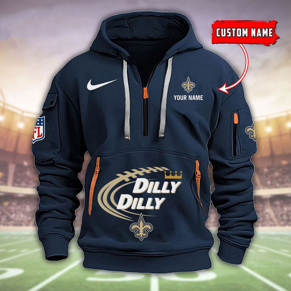 New Orleans Saints Dilly Dilly Football Quarter Zip Hoodie Merch For Fans - Famjoys New Orleans Saints Dilly Dilly Football Quarter Zip Hoodie Merch For Fans - Famjoys