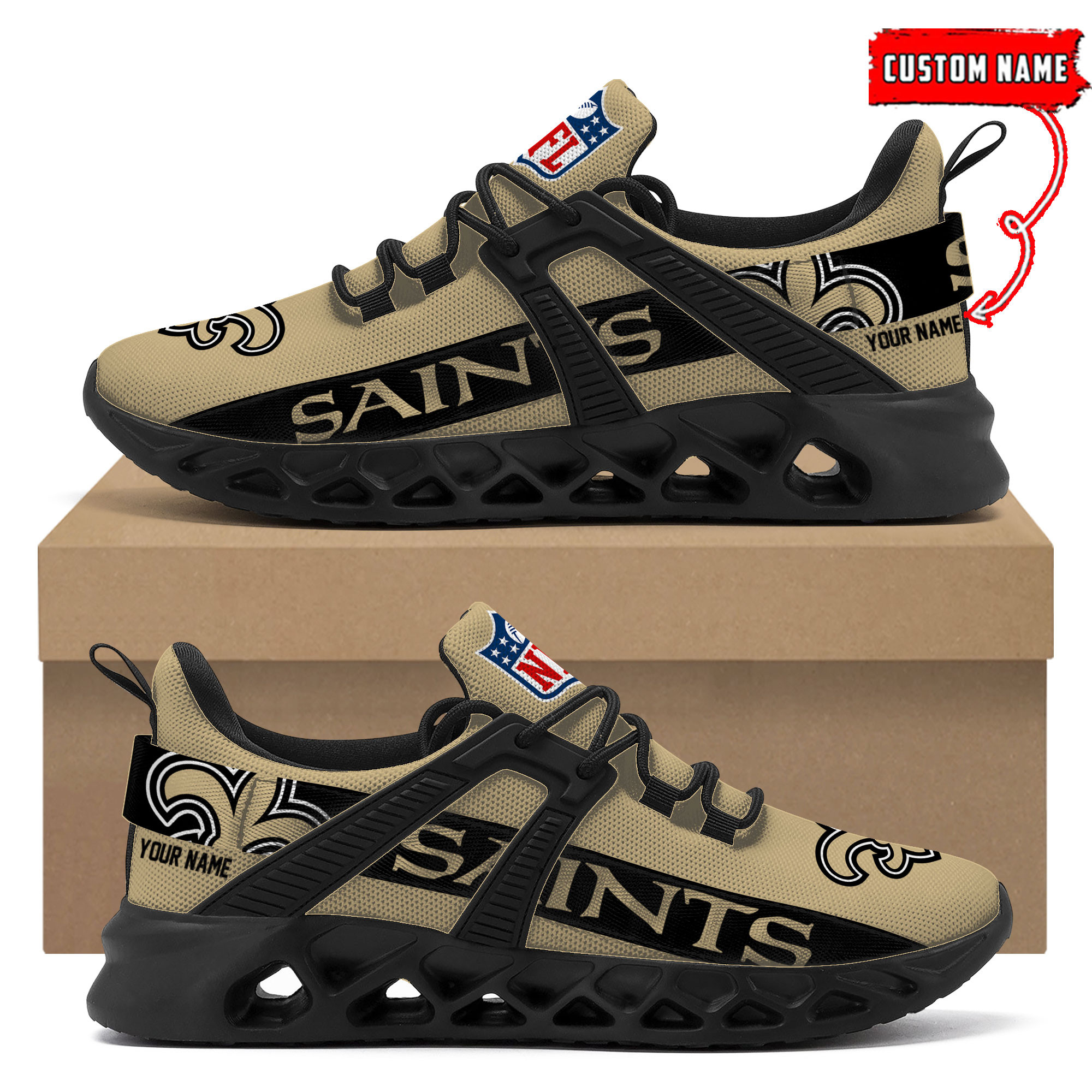 New Orleans Saints Football Team Sport Sneakers - Famjoys New Orleans Saints Football Team Sport Sneakers - Famjoys