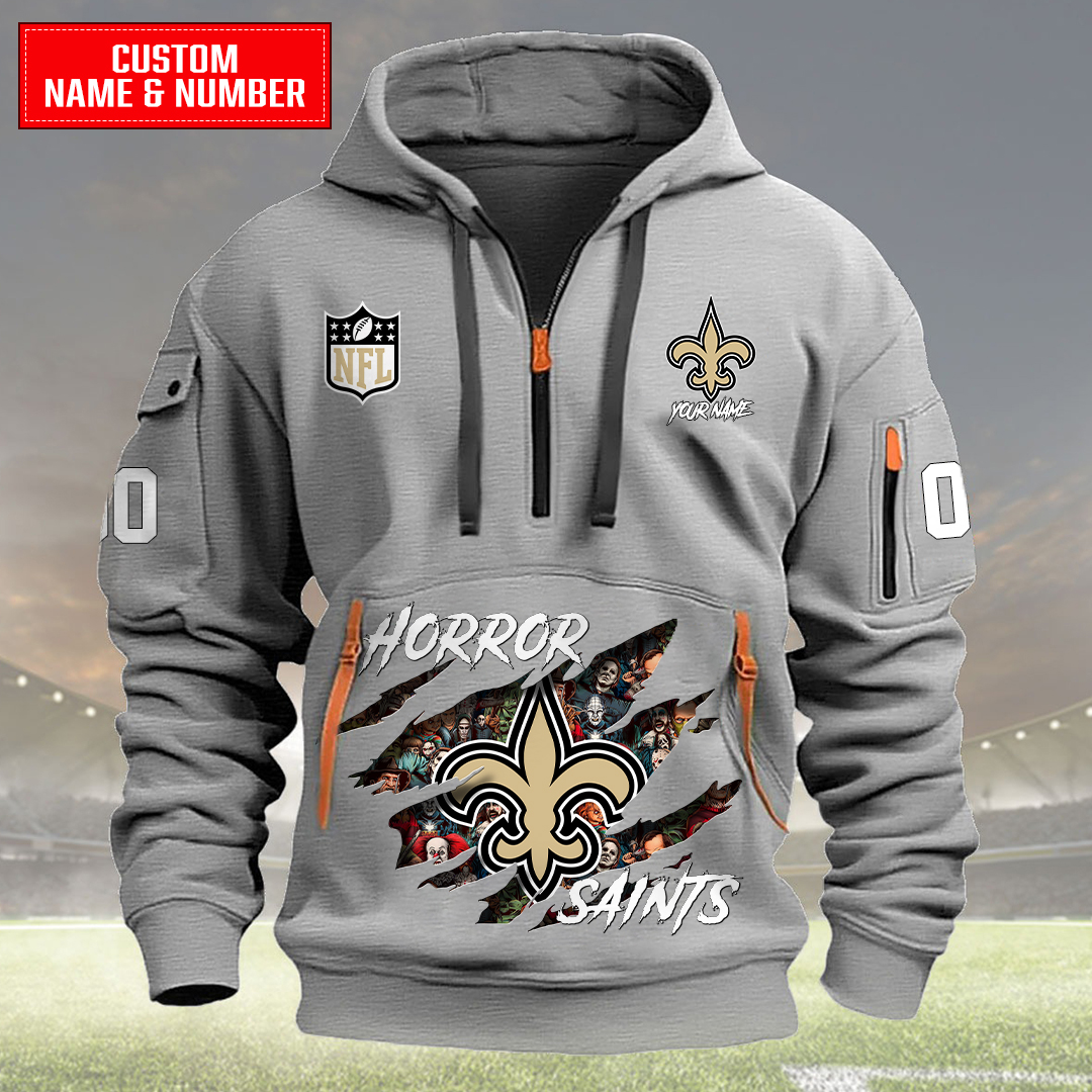 New Orleans Saints Halloween Horror Collection Personalize Quarter Zip Hoodie AZCAQZH000010 - Famjoys New Orleans Saints Halloween Horror Collection Personalize Quarter Zip Hoodie AZCAQZH000010 - Famjoys