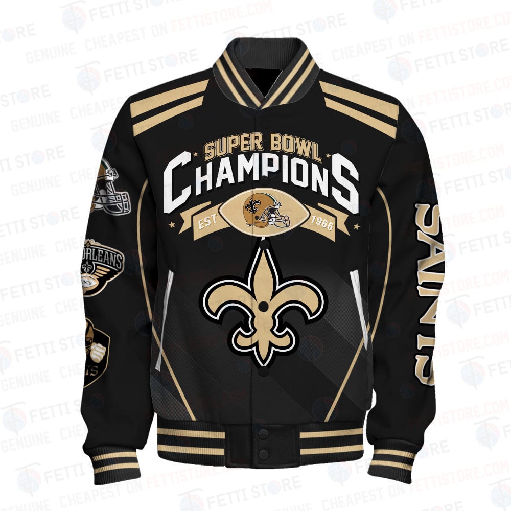 New Orleans Saints National Football League Champions Varsity Jacket - Famjoys New Orleans Saints National Football League Champions Varsity Jacket - Famjoys