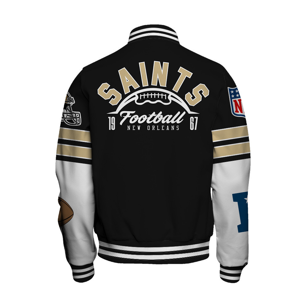 New Orleans Saints National Football League Feel The Power Unisex Varsity Jacket - Famjoys New Orleans Saints National Football League Feel The Power Unisex Varsity Jacket - Famjoys