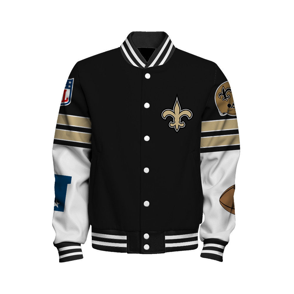 New Orleans Saints National Football League Feel The Power Unisex Varsity Jacket - Famjoys New Orleans Saints National Football League Feel The Power Unisex Varsity Jacket - Famjoys