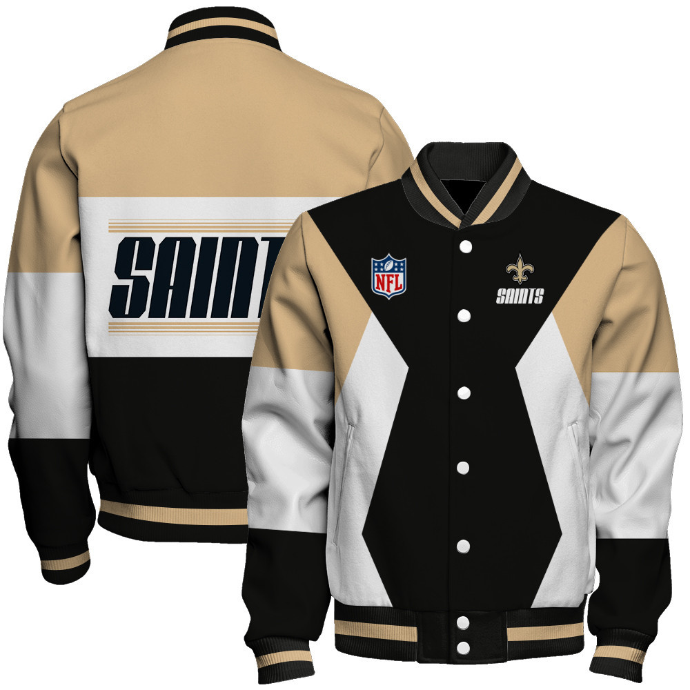 New Orleans Saints National Football League Unisex Varsity Jacket - Famjoys New Orleans Saints National Football League Unisex Varsity Jacket - Famjoys