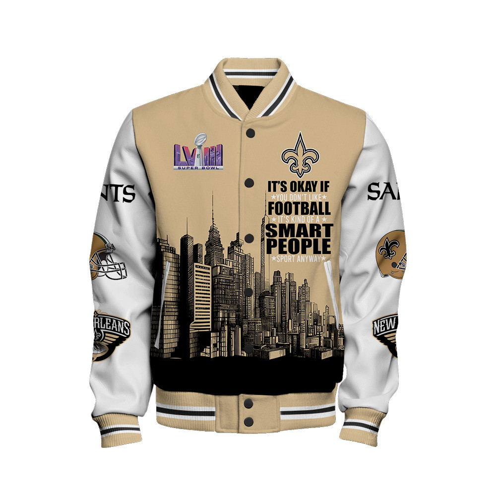 New Orleans Saints National Football League Varsity Jacket STM V5 - Famjoys New Orleans Saints National Football League Varsity Jacket STM V5 - Famjoys