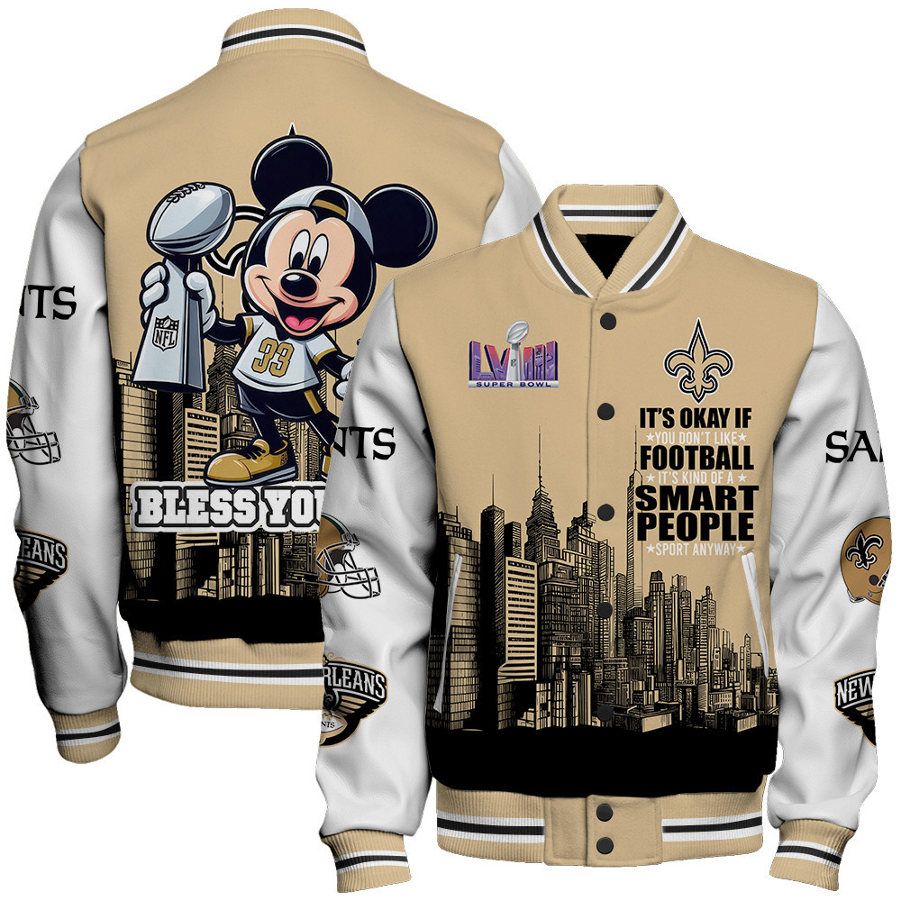 New Orleans Saints National Football League Varsity Jacket STM V5 - Famjoys New Orleans Saints National Football League Varsity Jacket STM V5 - Famjoys