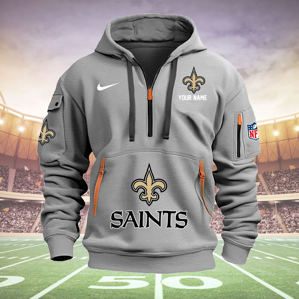 New Orleans Saints New Personalized Quarter Zip Hoodie AZBTQZH000027 - Famjoys New Orleans Saints New Personalized Quarter Zip Hoodie AZBTQZH000027 - Famjoys