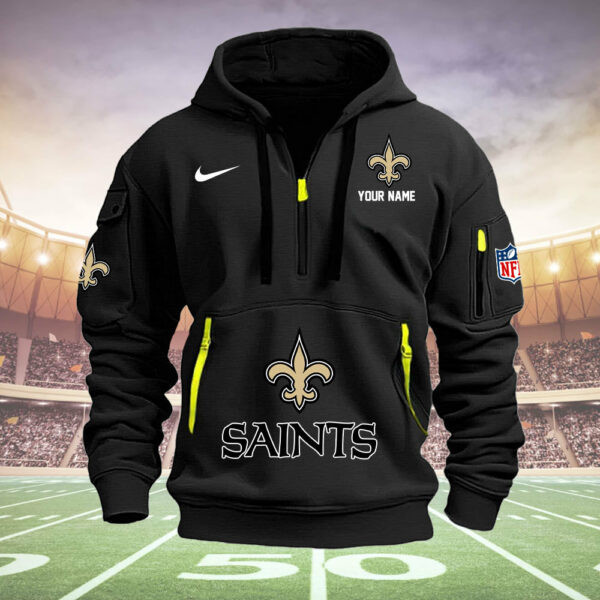 New Orleans Saints New Personalized Quarter Zip Hoodie AZBTQZH000027 - Famjoys New Orleans Saints New Personalized Quarter Zip Hoodie AZBTQZH000027 - Famjoys