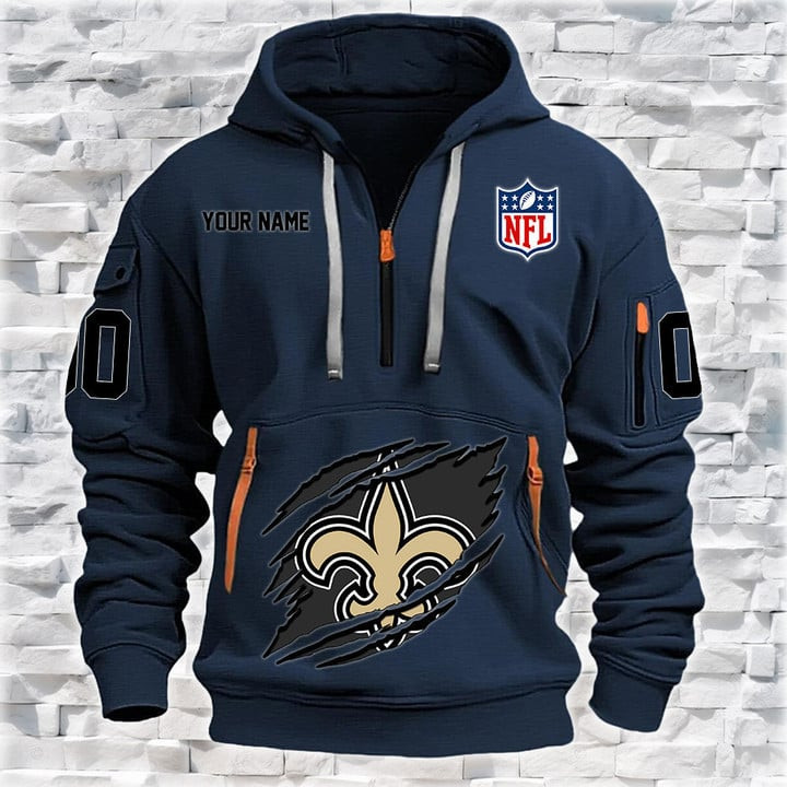 New Orleans Saints New Personalized Quarter Zip Hoodie AZBTQZH000076 - Famjoys New Orleans Saints New Personalized Quarter Zip Hoodie AZBTQZH000076 - Famjoys