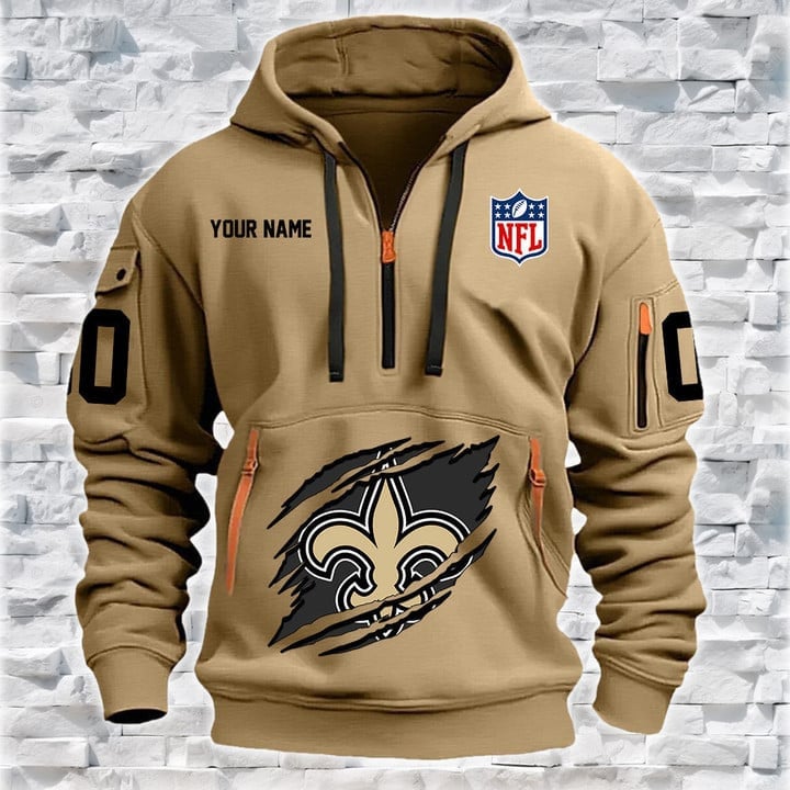 New Orleans Saints New Personalized Quarter Zip Hoodie AZBTQZH000076 - Famjoys New Orleans Saints New Personalized Quarter Zip Hoodie AZBTQZH000076 - Famjoys