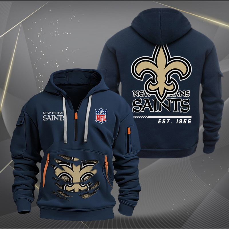 New Orleans Saints New Personalized Quarter Zip Hoodie AZBTQZH000117 - Famjoys New Orleans Saints New Personalized Quarter Zip Hoodie AZBTQZH000117 - Famjoys