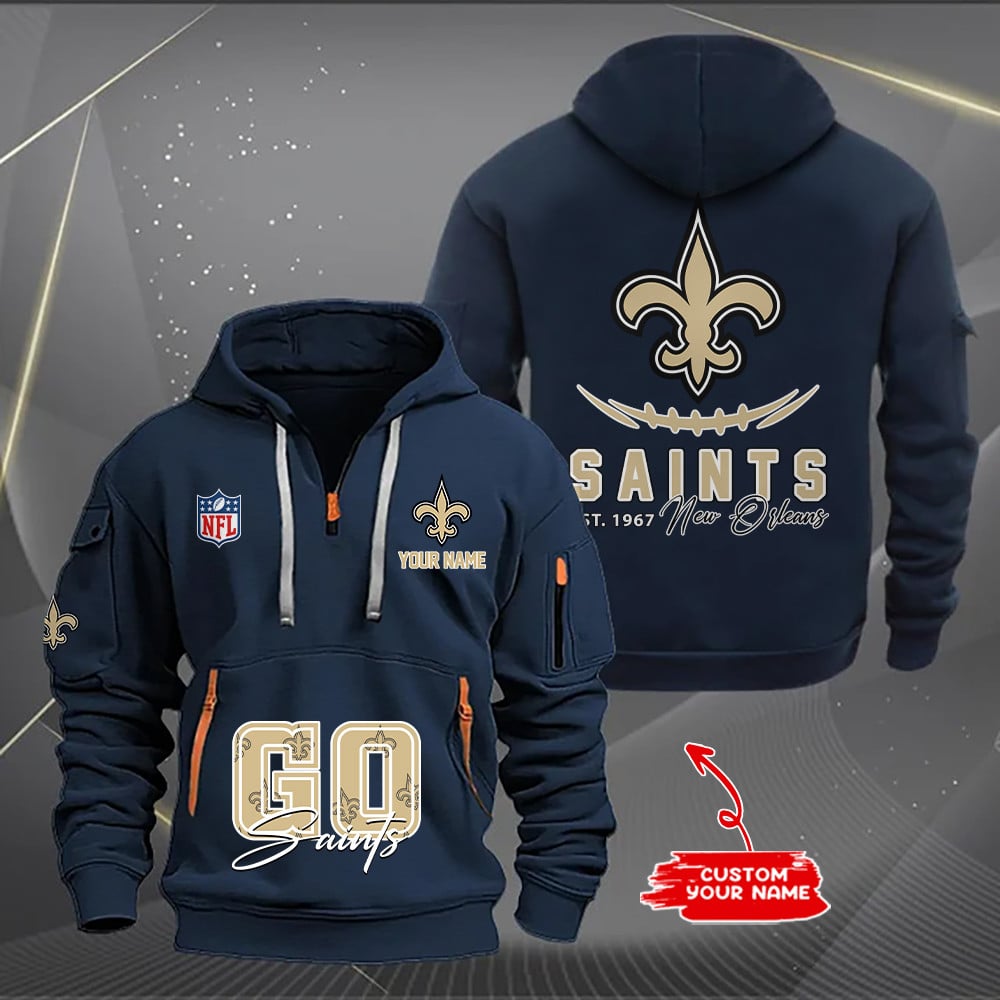 New Orleans Saints New Personalized Quarter Zip Hoodie AZBTQZH000164 - Famjoys New Orleans Saints New Personalized Quarter Zip Hoodie AZBTQZH000164 - Famjoys