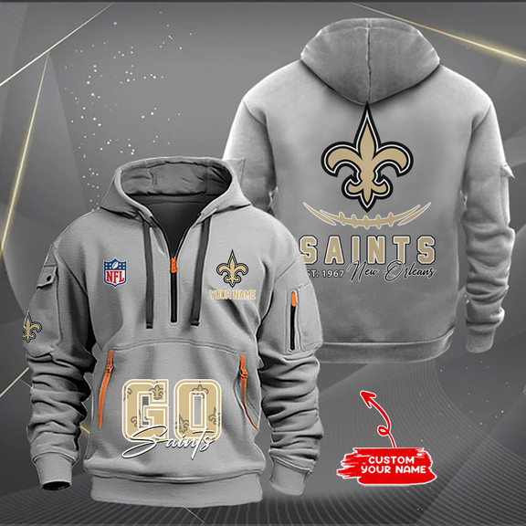 New Orleans Saints New Personalized Quarter Zip Hoodie AZBTQZH000164 - Famjoys New Orleans Saints New Personalized Quarter Zip Hoodie AZBTQZH000164 - Famjoys