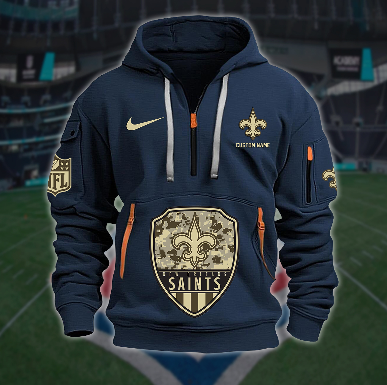 New Orleans Saints New Personalized Quarter Zip Hoodie AZBTQZH000197 - Famjoys New Orleans Saints New Personalized Quarter Zip Hoodie AZBTQZH000197 - Famjoys
