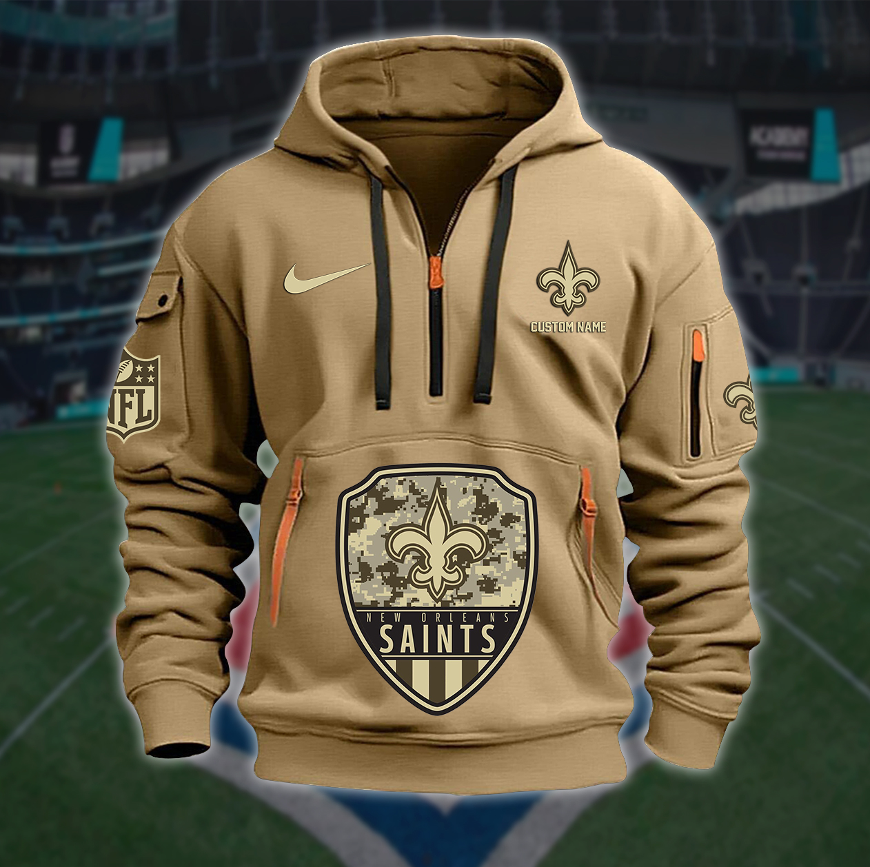 New Orleans Saints New Personalized Quarter Zip Hoodie AZBTQZH000197 - Famjoys New Orleans Saints New Personalized Quarter Zip Hoodie AZBTQZH000197 - Famjoys