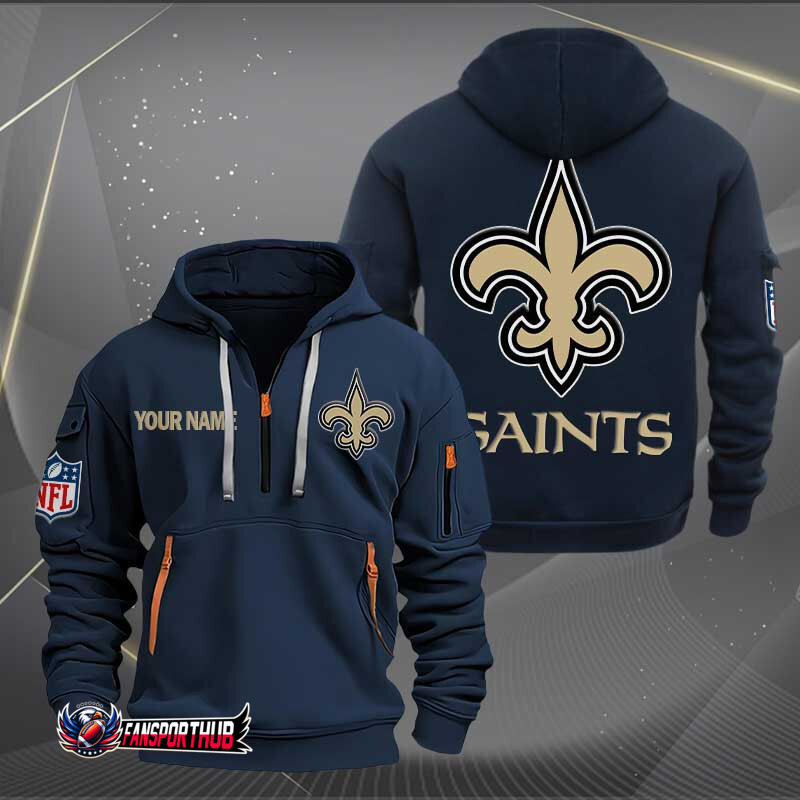 New Orleans Saints New Personalized Quarter Zip Hoodie AZBTQZH000219 - Famjoys New Orleans Saints New Personalized Quarter Zip Hoodie AZBTQZH000219 - Famjoys