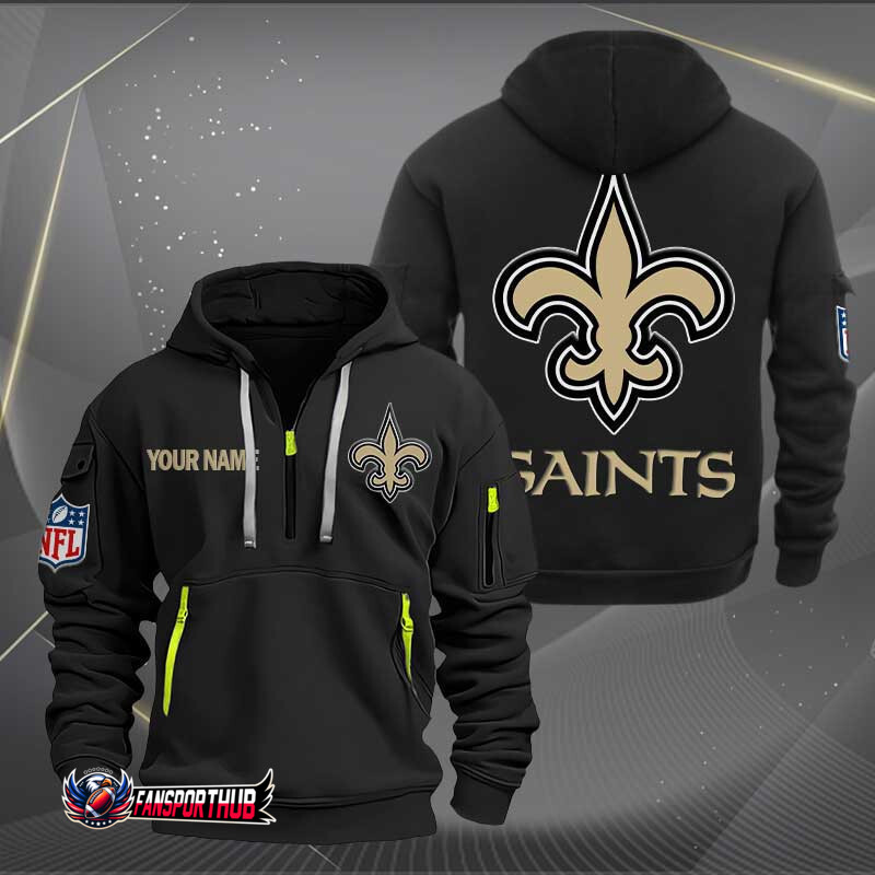 New Orleans Saints New Personalized Quarter Zip Hoodie AZBTQZH000219 - Famjoys New Orleans Saints New Personalized Quarter Zip Hoodie AZBTQZH000219 - Famjoys