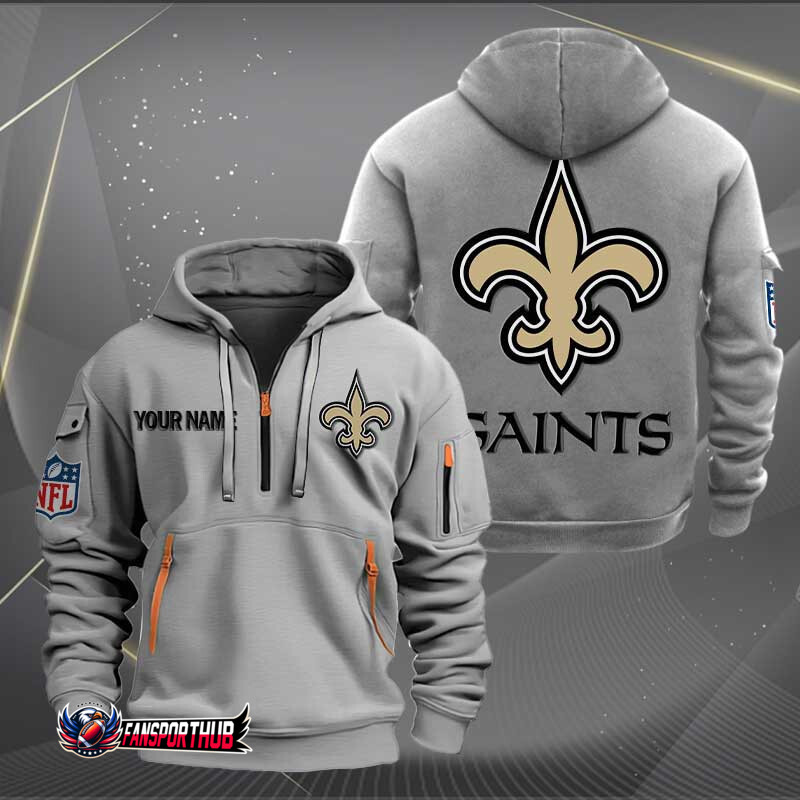 New Orleans Saints New Personalized Quarter Zip Hoodie AZBTQZH000219 - Famjoys New Orleans Saints New Personalized Quarter Zip Hoodie AZBTQZH000219 - Famjoys