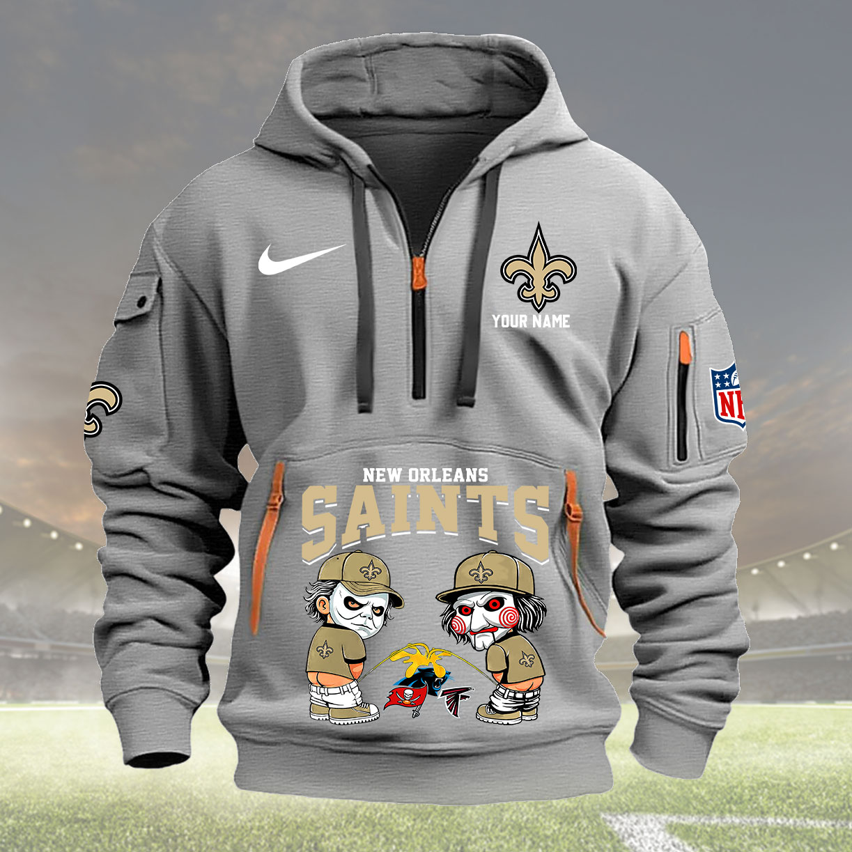 New Orleans Saints Personalized Quarter Zip Hoodie New Collection AZBTQZH000294 - Famjoys New Orleans Saints Personalized Quarter Zip Hoodie New Collection AZBTQZH000294 - Famjoys