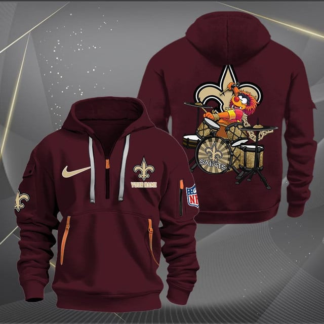 New Orleans Saints Premium Personalized Quarter Zip Hoodie AZBTCQZH000023 - Famjoys New Orleans Saints Premium Personalized Quarter Zip Hoodie AZBTCQZH000023 - Famjoys