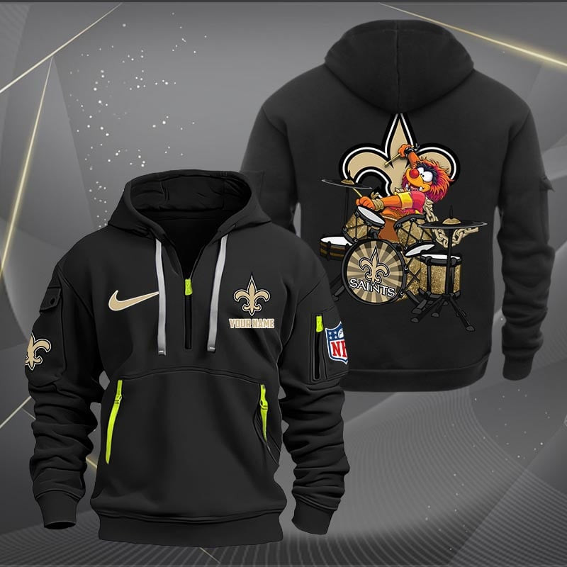 New Orleans Saints Premium Personalized Quarter Zip Hoodie AZBTCQZH000023 - Famjoys New Orleans Saints Premium Personalized Quarter Zip Hoodie AZBTCQZH000023 - Famjoys