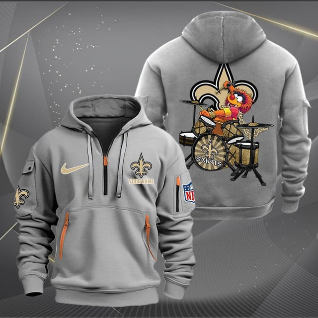 New Orleans Saints Premium Personalized Quarter Zip Hoodie AZBTCQZH000023 - Famjoys New Orleans Saints Premium Personalized Quarter Zip Hoodie AZBTCQZH000023 - Famjoys