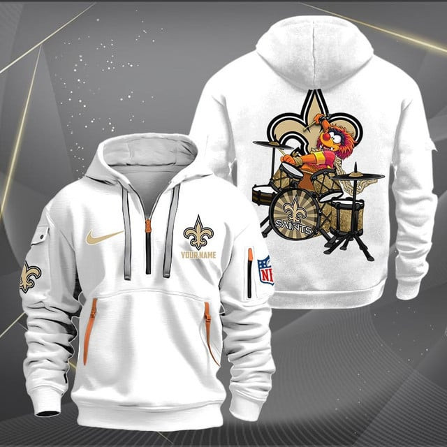 New Orleans Saints Premium Personalized Quarter Zip Hoodie AZBTCQZH000023 - Famjoys New Orleans Saints Premium Personalized Quarter Zip Hoodie AZBTCQZH000023 - Famjoys