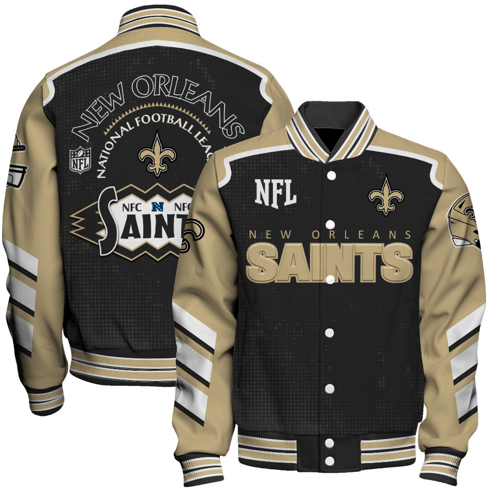 New Orleans Saints - Relentless Determination Unisex Varsity Jacket - Famjoys New Orleans Saints - Relentless Determination Unisex Varsity Jacket - Famjoys