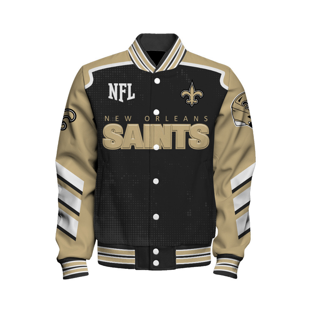 New Orleans Saints - Relentless Determination Unisex Varsity Jacket - Famjoys New Orleans Saints - Relentless Determination Unisex Varsity Jacket - Famjoys