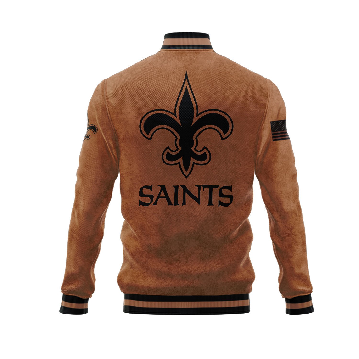 New Orleans Saints Salute To Service Club Baseball Jacket Varsity Jacket - Brown - Famjoys New Orleans Saints Salute To Service Club Baseball Jacket Varsity Jacket - Brown - Famjoys