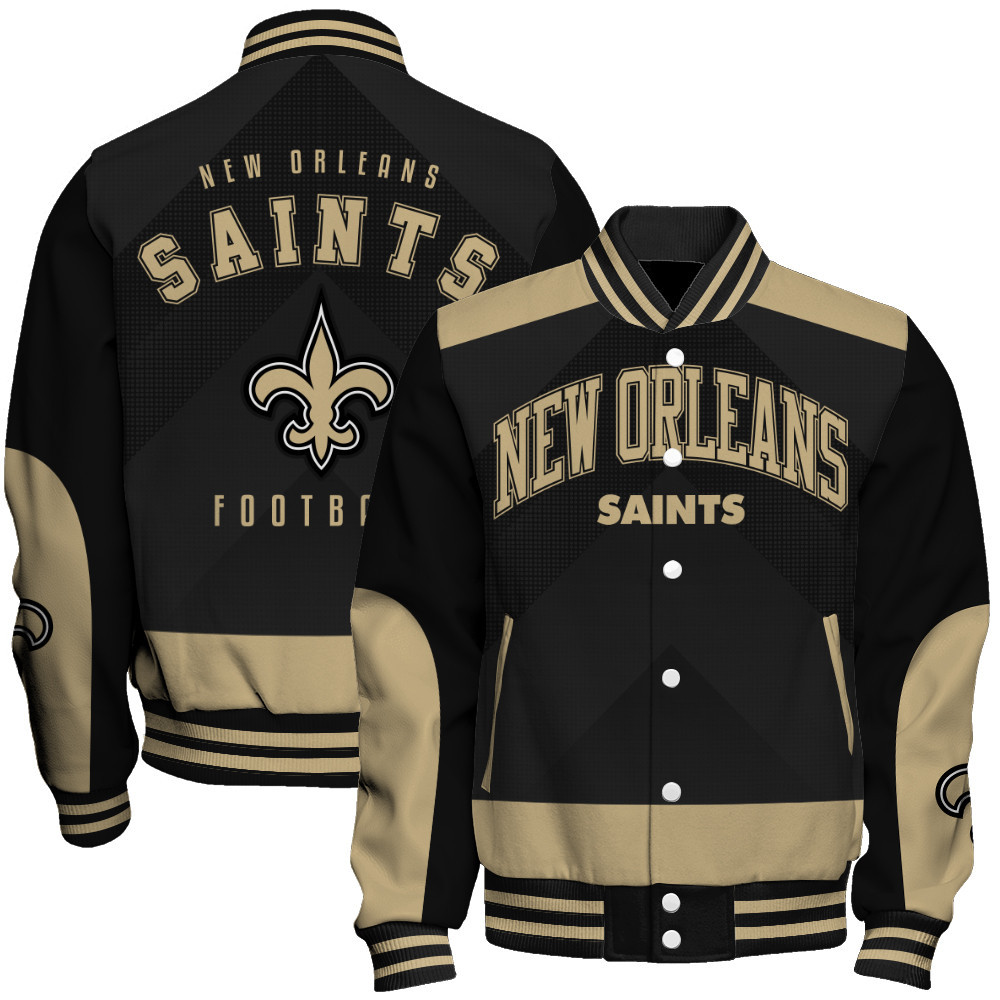 New Orleans Saints - Stay Ahead Of The Trend Unisex Varsity Jacket - Famjoys New Orleans Saints - Stay Ahead Of The Trend Unisex Varsity Jacket - Famjoys