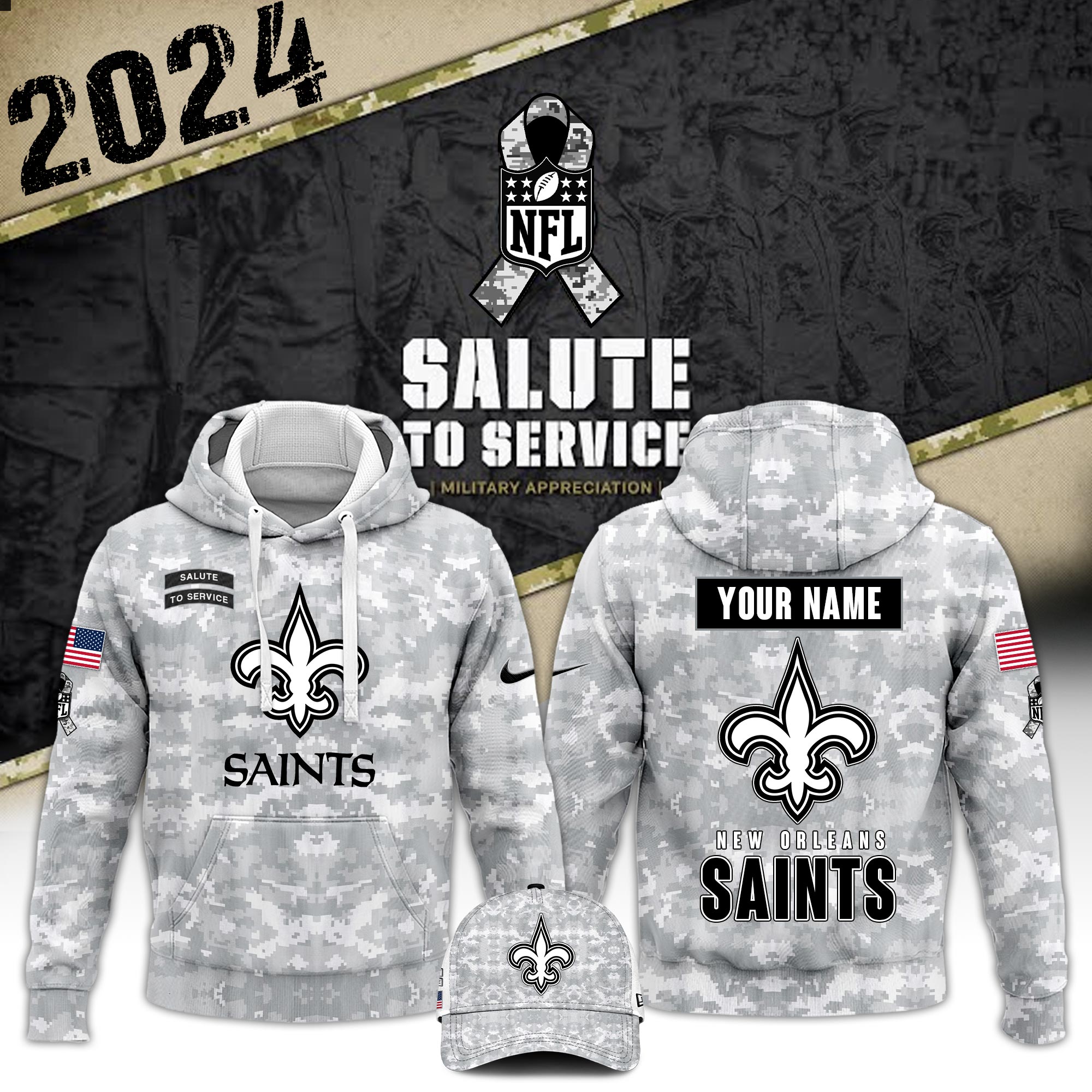 New Orleans Saints Veterans Day Hoodie - Famjoys New Orleans Saints Veterans Day Hoodie - Famjoys