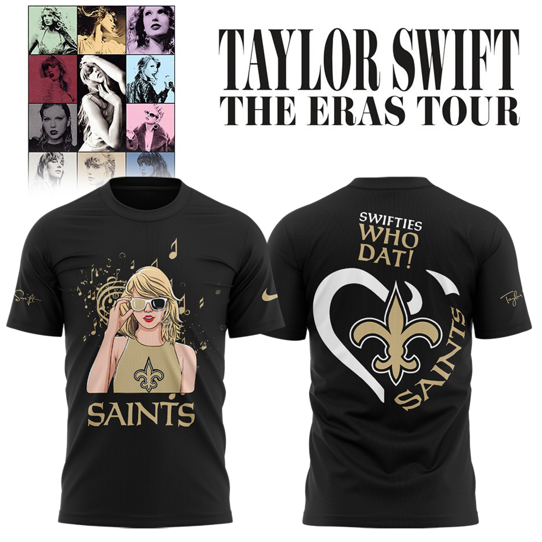 New Orleans Saints x Taylor Swift The Eras Tour Collection Tee - Famjoys New Orleans Saints x Taylor Swift The Eras Tour Collection Tee - Famjoys