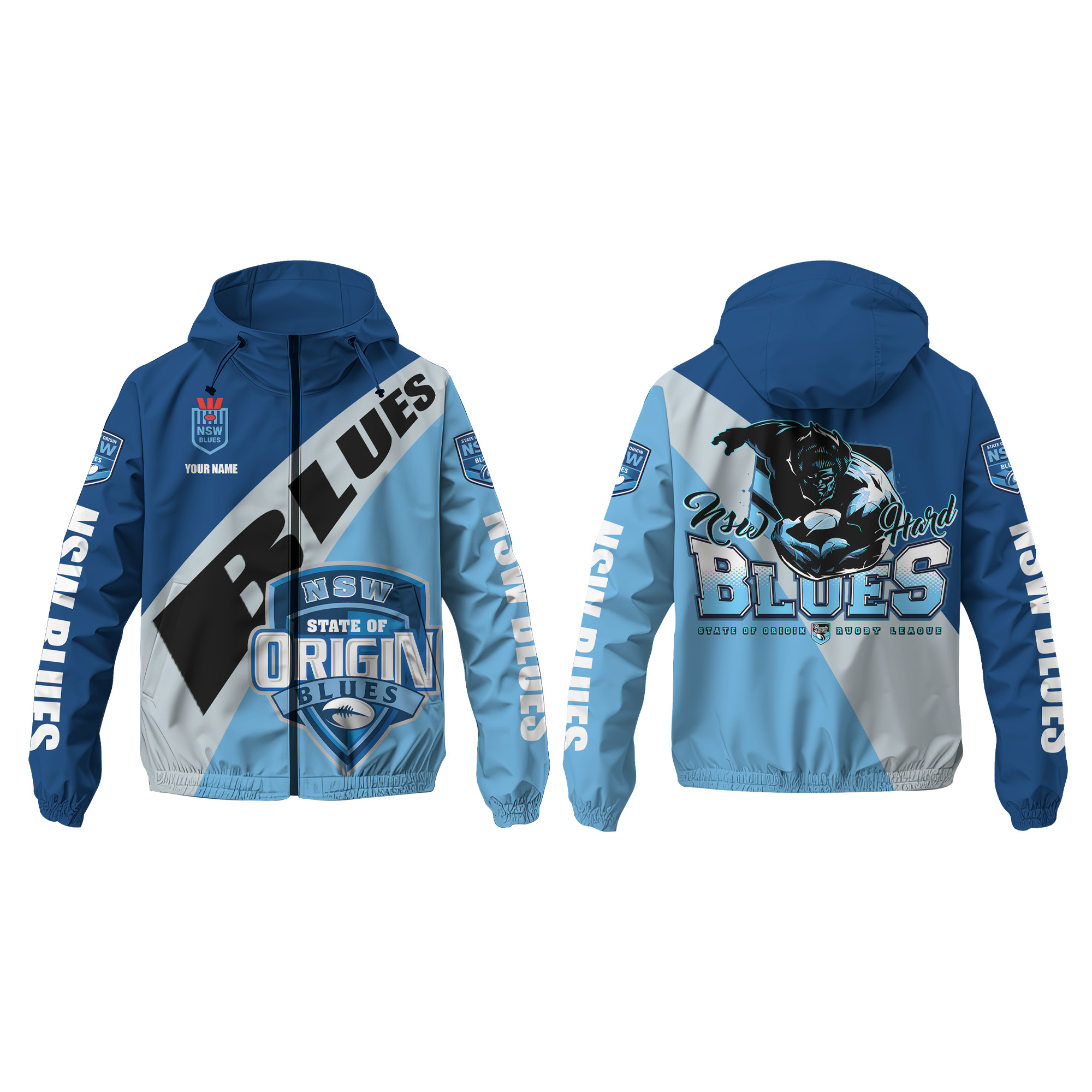 New South Wales Blues Personalized Hooded Wind Jacket – Edition - Famjoys New South Wales Blues Personalized Hooded Wind Jacket – Edition - Famjoys
