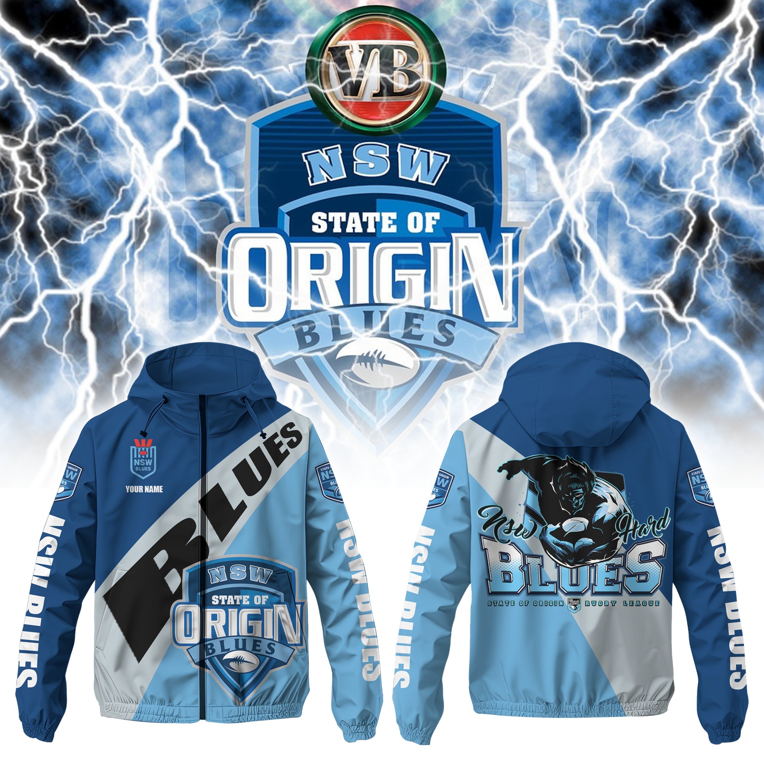 New South Wales Blues Personalized Hooded Wind Jacket – Edition - Famjoys New South Wales Blues Personalized Hooded Wind Jacket – Edition - Famjoys