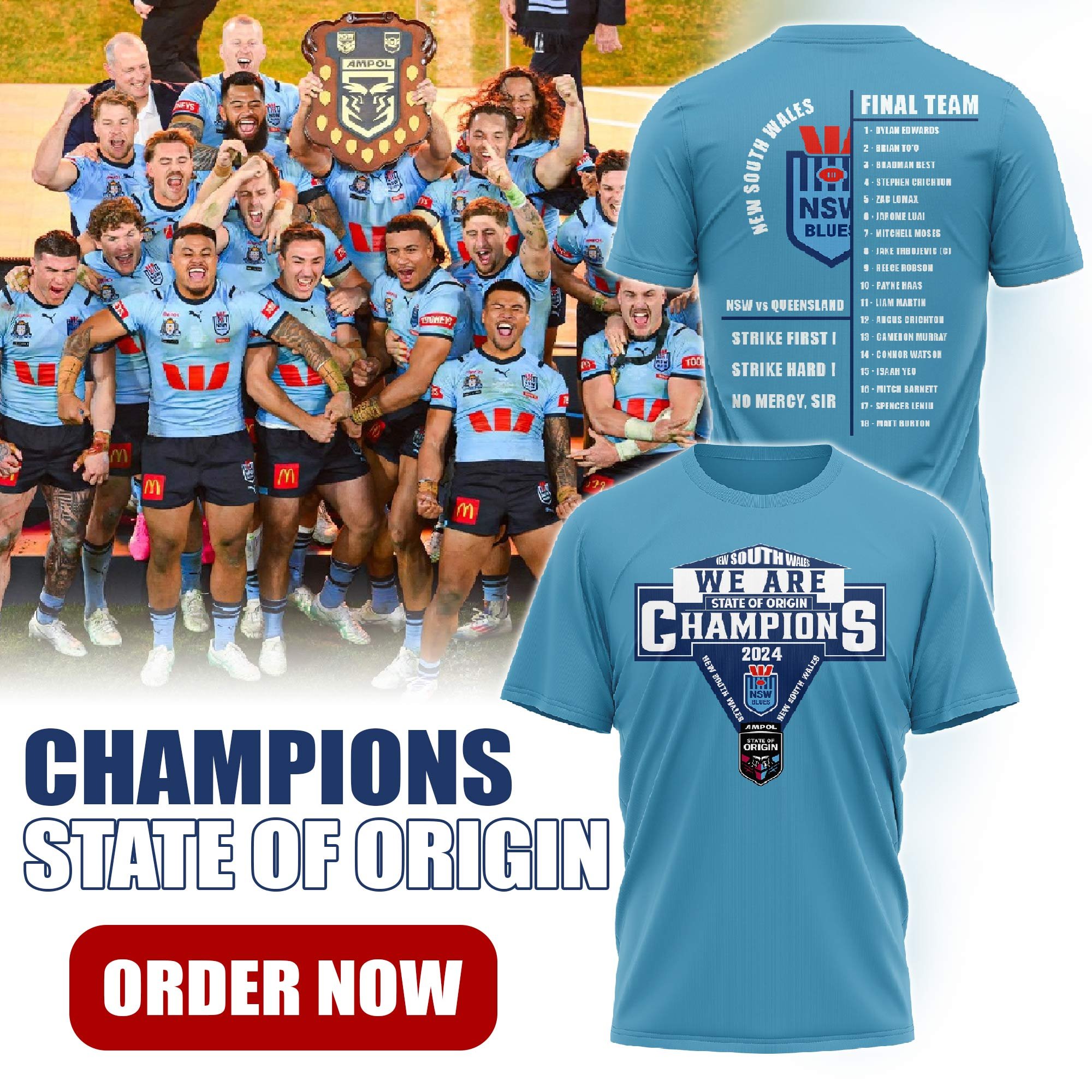 New South Wales Blues Tshirt Champions Limited NEW v1 - Famjoys New South Wales Blues Tshirt Champions Limited NEW v1 - Famjoys