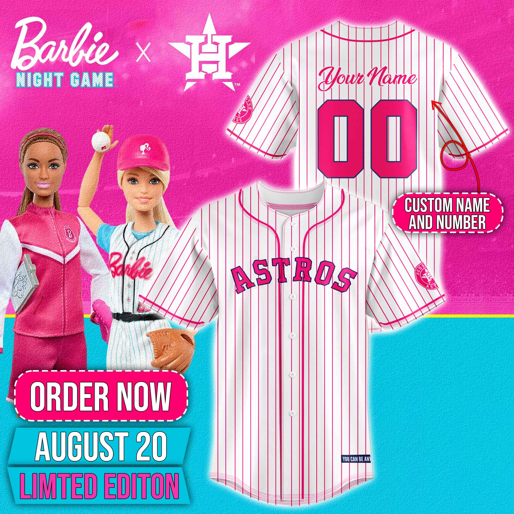 New Team Official X Barbie Pink Jersey Custom Name - Famjoys New Team Official X Barbie Pink Jersey Custom Name - Famjoys