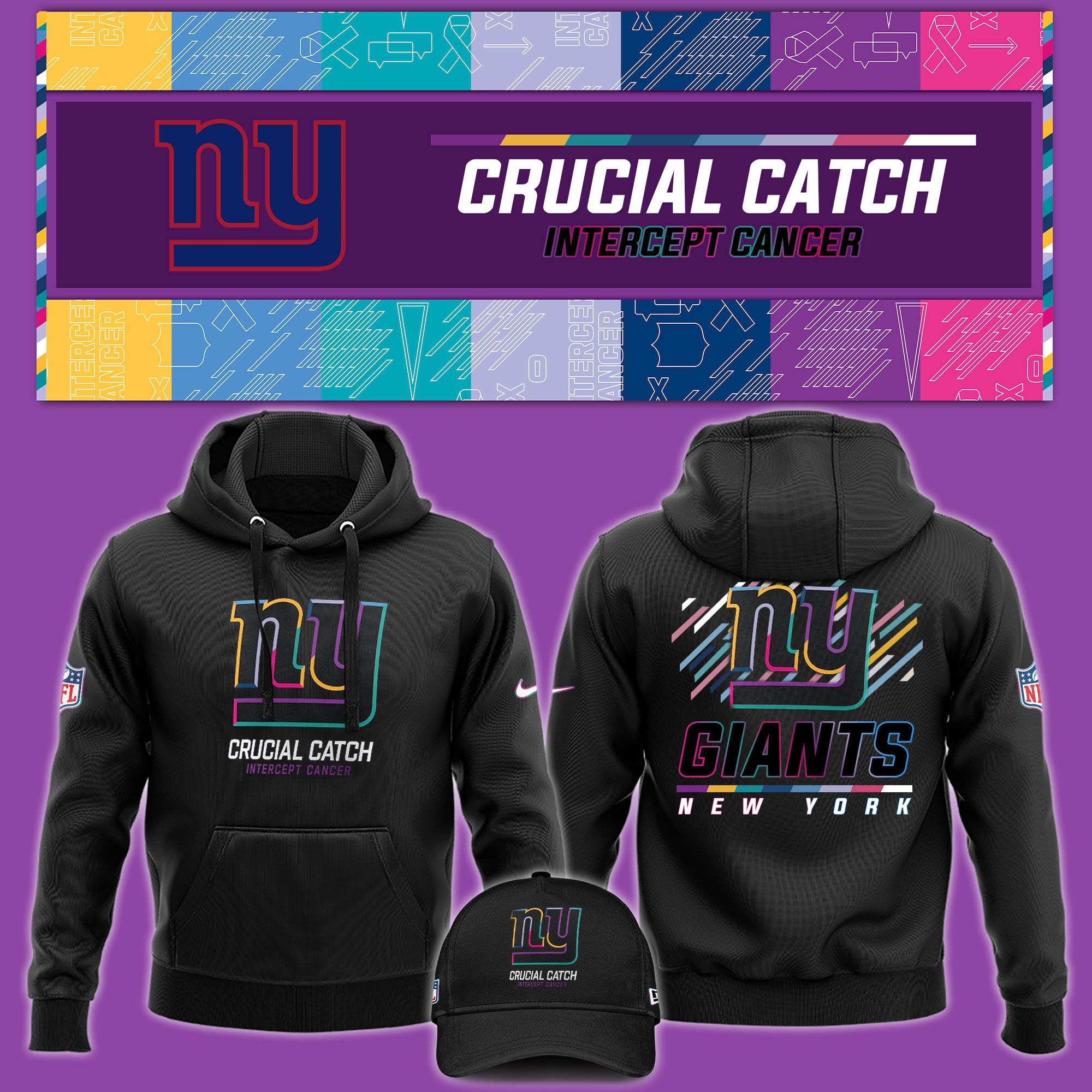 New York Giants Crucial Catch Hoodie - Famjoys New York Giants Crucial Catch Hoodie - Famjoys