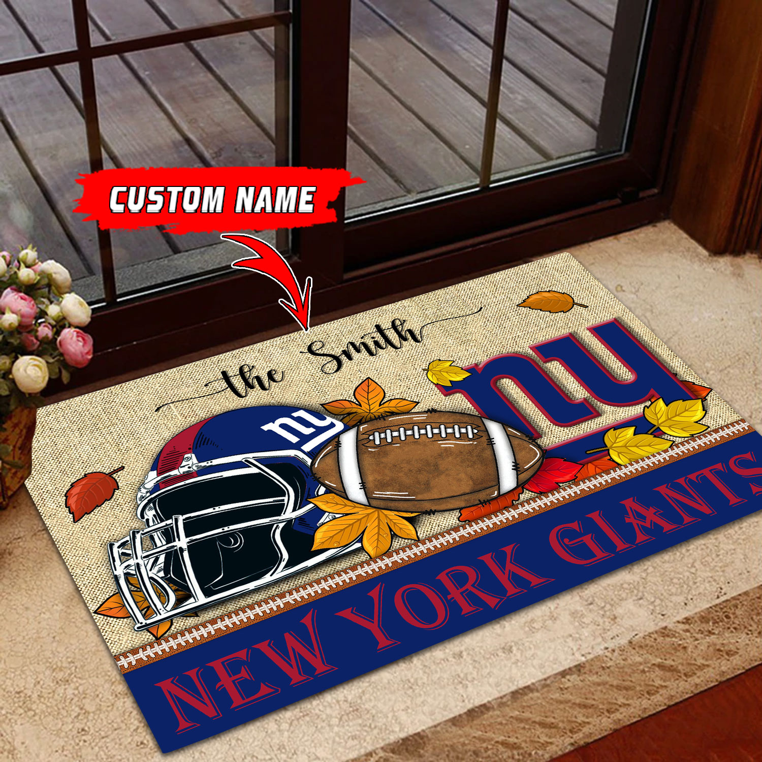 New York Giants Football Doormat - Famjoys New York Giants Football Doormat - Famjoys