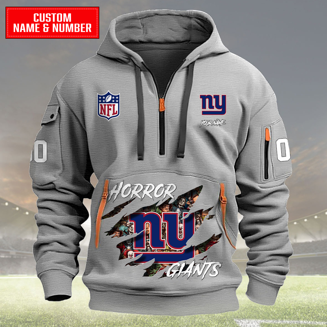 New York Giants Halloween Horror Collection Personalize Quarter Zip Hoodie AZCAQZH000011 - Famjoys New York Giants Halloween Horror Collection Personalize Quarter Zip Hoodie AZCAQZH000011 - Famjoys