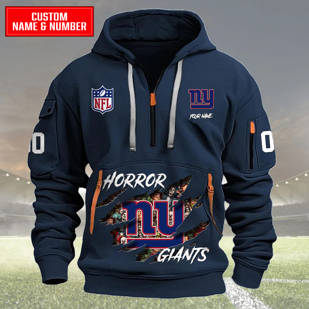 New York Giants Halloween Horror Collection Personalize Quarter Zip Hoodie AZCAQZH000011 - Famjoys New York Giants Halloween Horror Collection Personalize Quarter Zip Hoodie AZCAQZH000011 - Famjoys