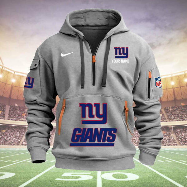 New York Giants New Personalized Quarter Zip Hoodie AZBTQZH000001 - Famjoys New York Giants New Personalized Quarter Zip Hoodie AZBTQZH000001 - Famjoys