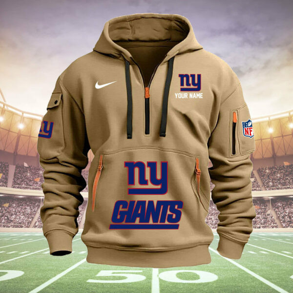 New York Giants New Personalized Quarter Zip Hoodie AZBTQZH000001 - Famjoys New York Giants New Personalized Quarter Zip Hoodie AZBTQZH000001 - Famjoys