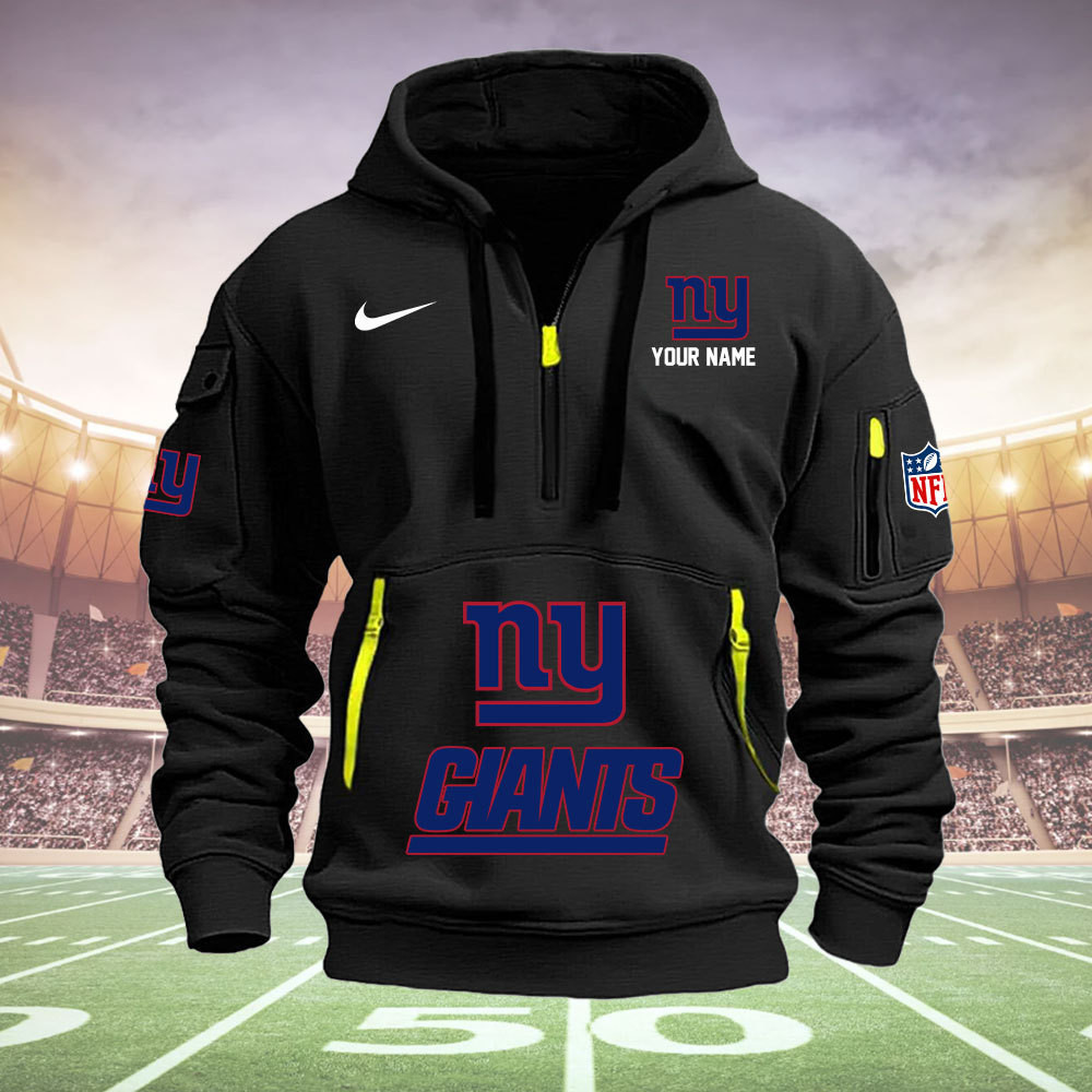 New York Giants New Personalized Quarter Zip Hoodie AZBTQZH000001 - Famjoys New York Giants New Personalized Quarter Zip Hoodie AZBTQZH000001 - Famjoys