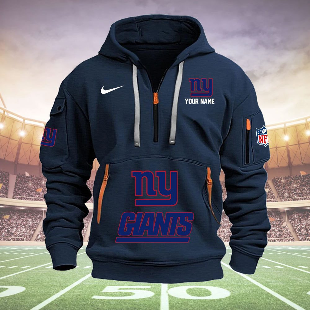 New York Giants New Personalized Quarter Zip Hoodie AZBTQZH000001 - Famjoys New York Giants New Personalized Quarter Zip Hoodie AZBTQZH000001 - Famjoys