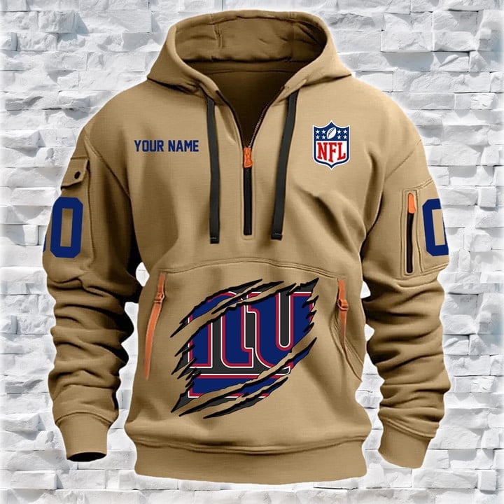 New York Giants New Personalized Quarter Zip Hoodie AZBTQZH000092 - Famjoys New York Giants New Personalized Quarter Zip Hoodie AZBTQZH000092 - Famjoys