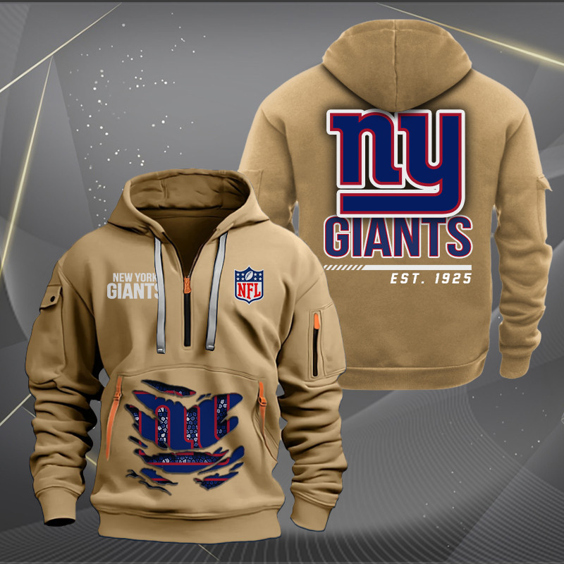 New York Giants New Personalized Quarter Zip Hoodie AZBTQZH000118 - Famjoys New York Giants New Personalized Quarter Zip Hoodie AZBTQZH000118 - Famjoys