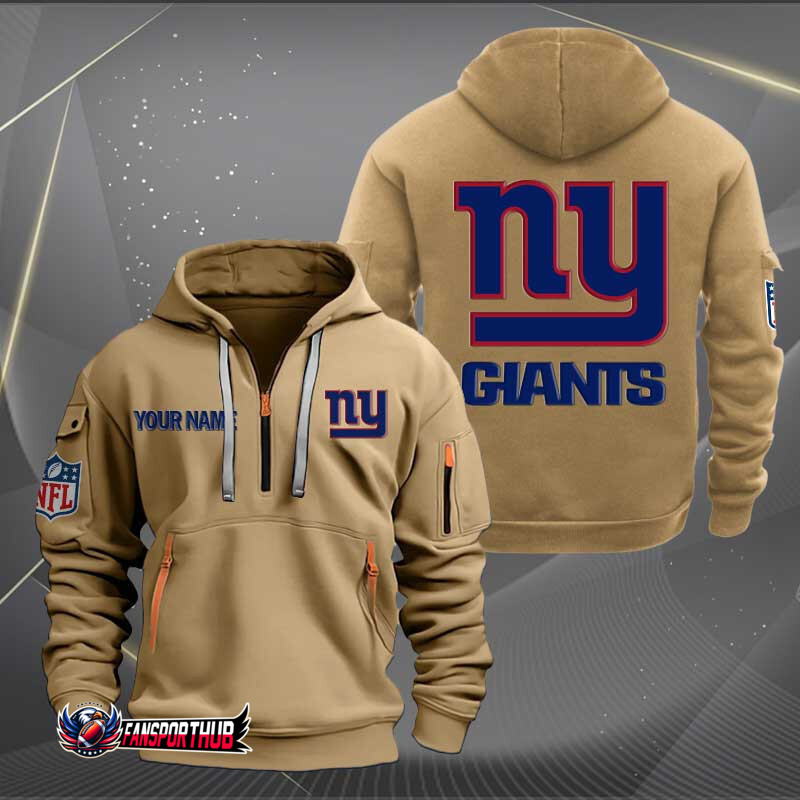 New York Giants New Personalized Quarter Zip Hoodie AZBTQZH000214 - Famjoys New York Giants New Personalized Quarter Zip Hoodie AZBTQZH000214 - Famjoys